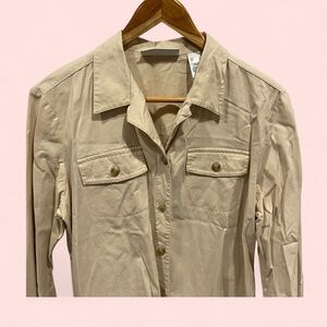 Vintage 90’s tan safari button front shacket pockets twill